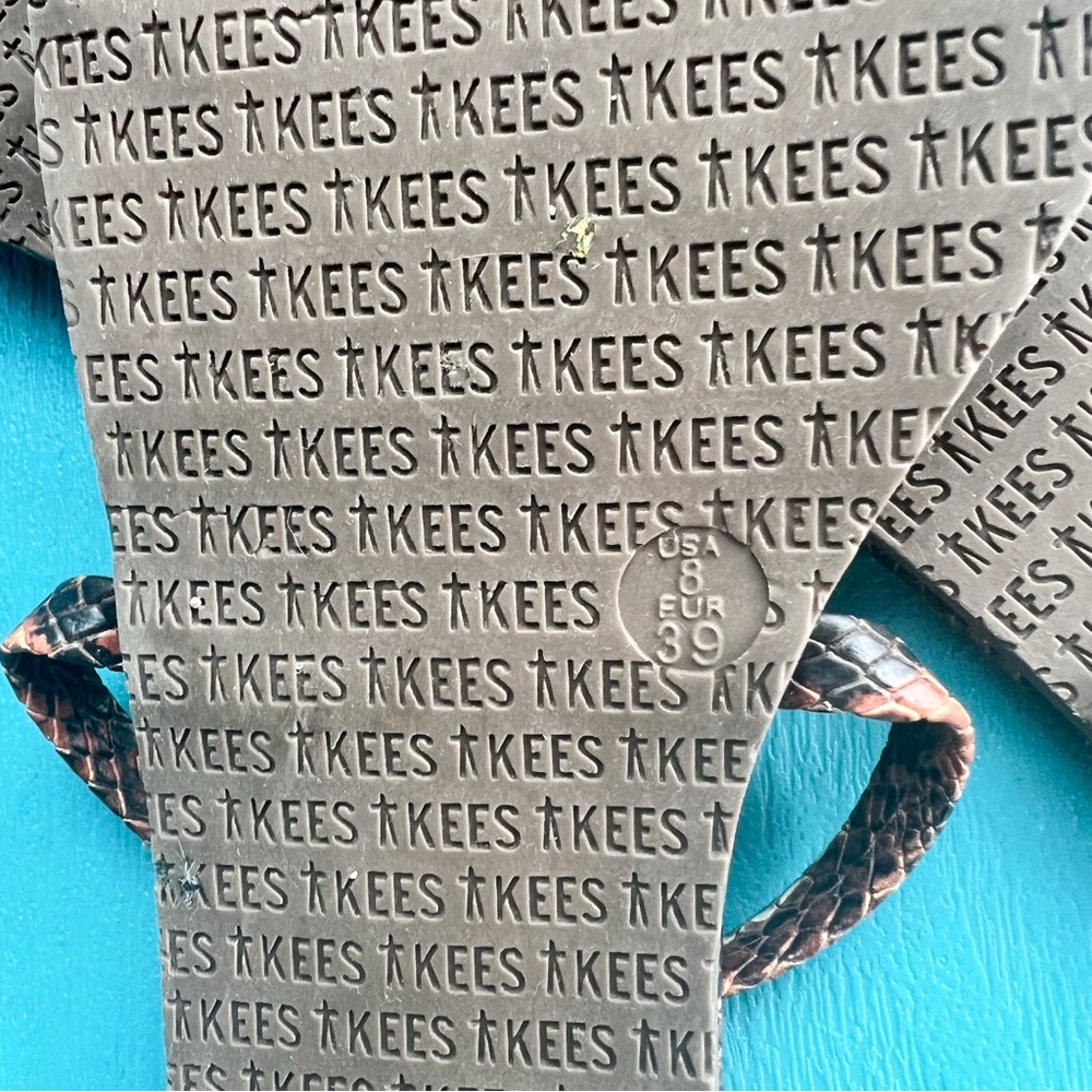 TKEES Gemma Croco Brown Double Strap Sandal Slides 8 - Picture 4 of 8